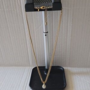 Avon Paved Rhinestone Triple-Beaded Chain Necklace